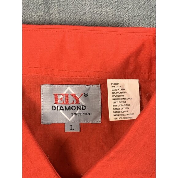 Ely Diamond Western Shirt Mens Large Red Black Pearl Snap Embroidered Aztec - Picture 4 of 6